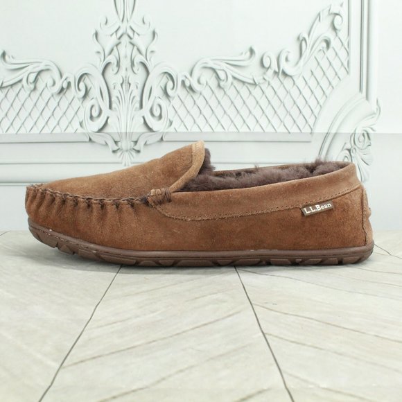 L.L. Bean Other - LL Bean Wicked Good Brown Suede Shearling Lined Venetian Slipper Size 8 Medium